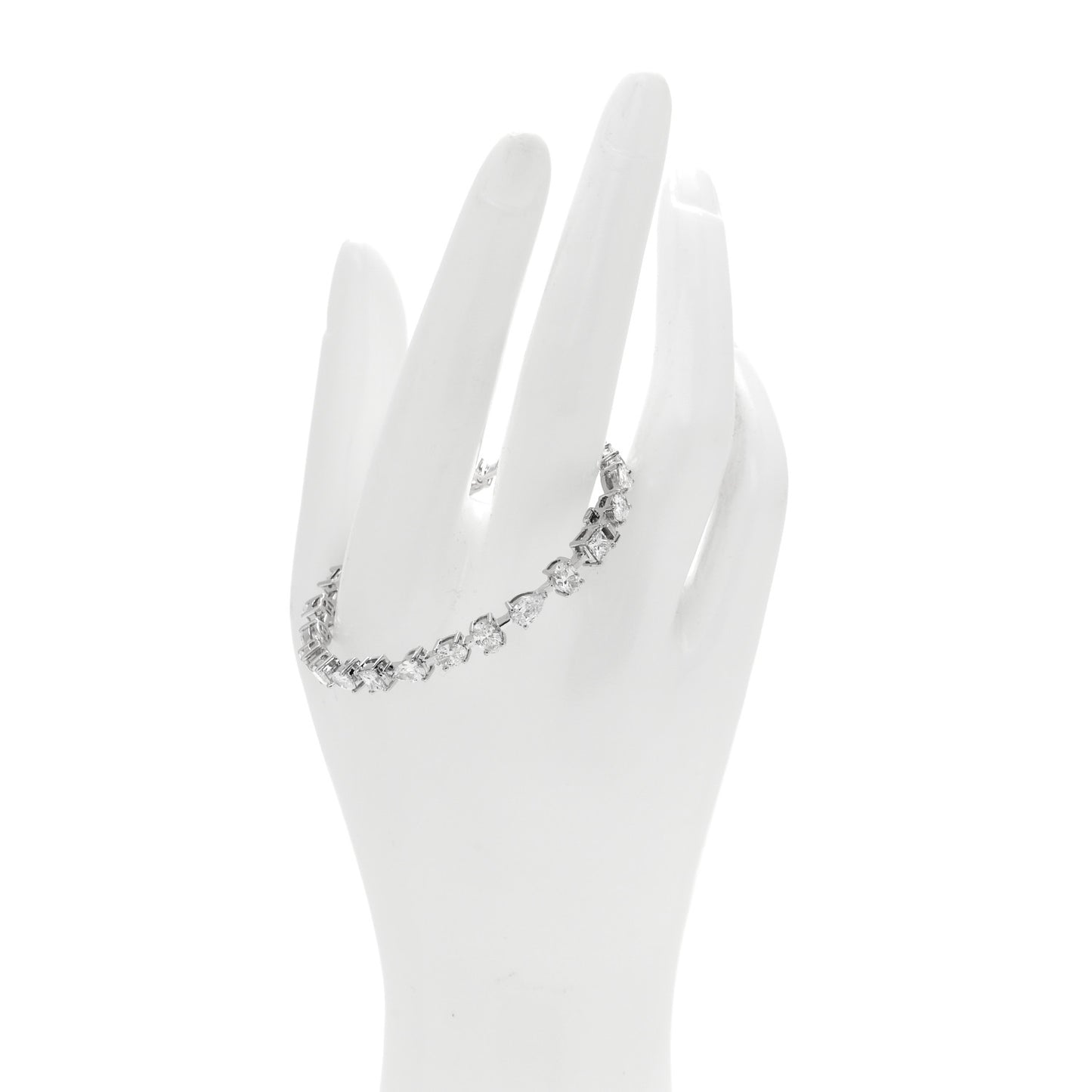 18K White Gold Diamond 5.50ctw Emerald Marquis Oval Pear Princess Cut Bracelet