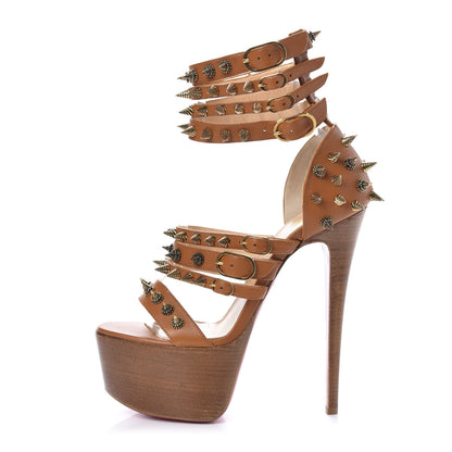 Christian Louboutin Calfskin Botticellita 160 Sandals 38 Brown 1 of 14