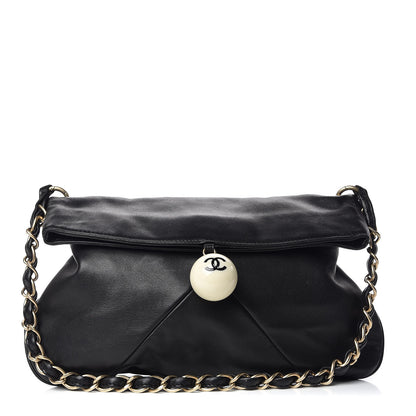 Chanel Lambskin Coco Ball Fold Over Bag Black 1 of 11
