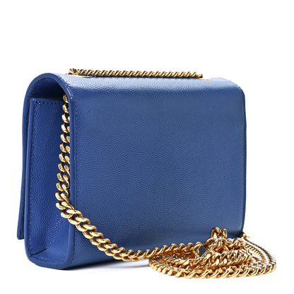 Saint Laurent Grain De Poudre Small Classic Monogram Kate Satchel Royal Blue 3 of 13