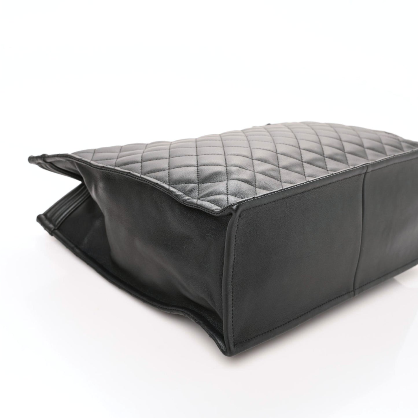 Calfskin Quilted Large Boy Tote Black