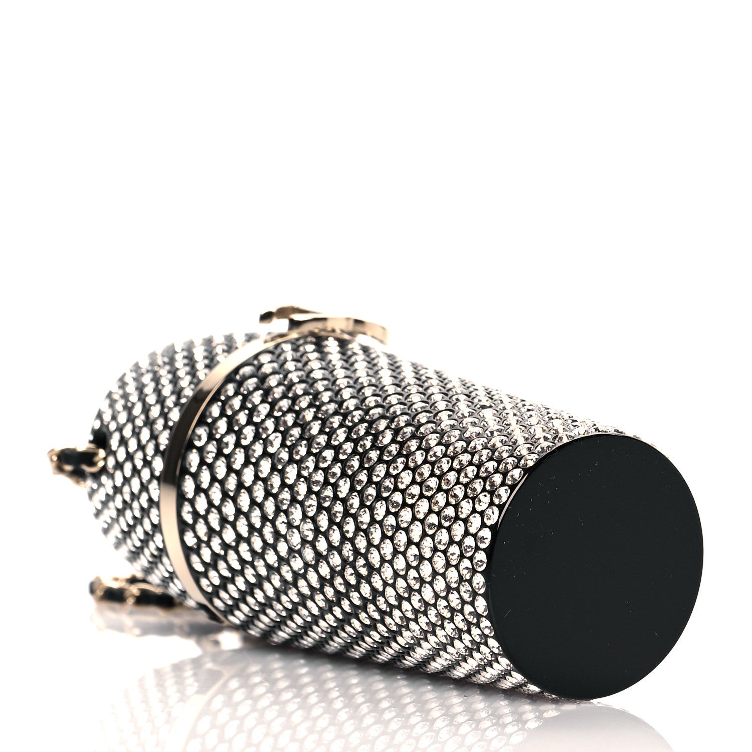 Chanel Metal Resin Lambskin Crystal Lipstick Case Long Necklace On Chain Silver Black Gold 4 of 9