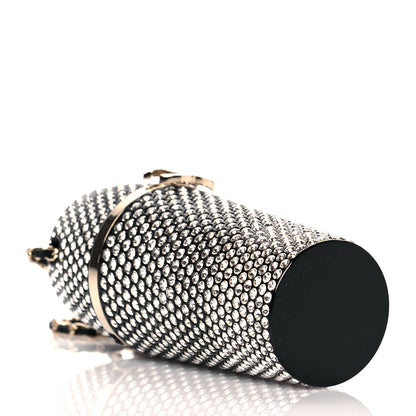 Chanel Metal Resin Lambskin Crystal Lipstick Case Long Necklace On Chain Silver Black Gold 4 of 9