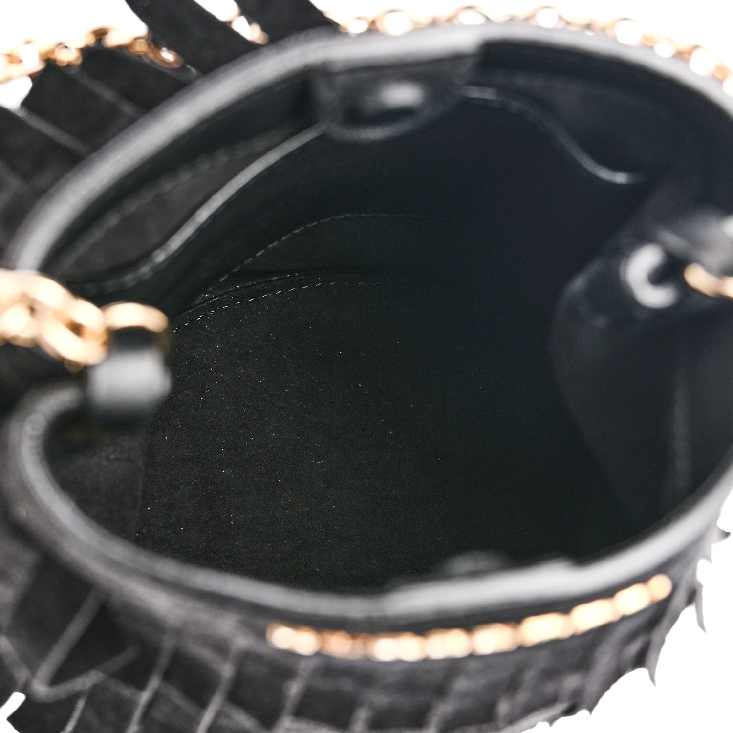 Burberry Suede Fringe Mini Bucket Bag Black 5 of 9