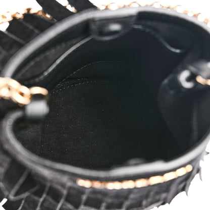Burberry Suede Fringe Mini Bucket Bag Black 5 of 9