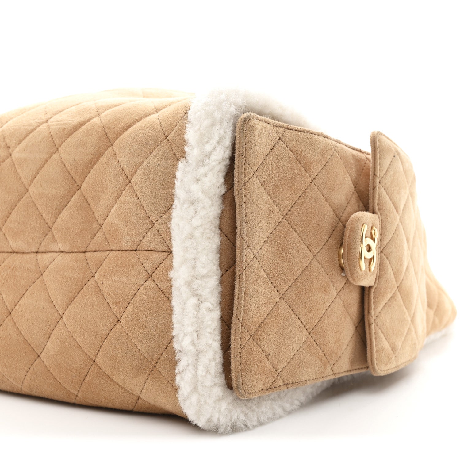 Chanel Suede Shearling Quilted Medium Chanel 25 Handbag Beige Natural 12 of 12