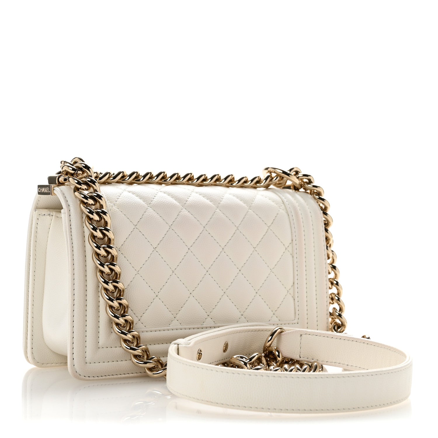 Chanel Caviar Quilted Small Boy Flap  White 3 of 12