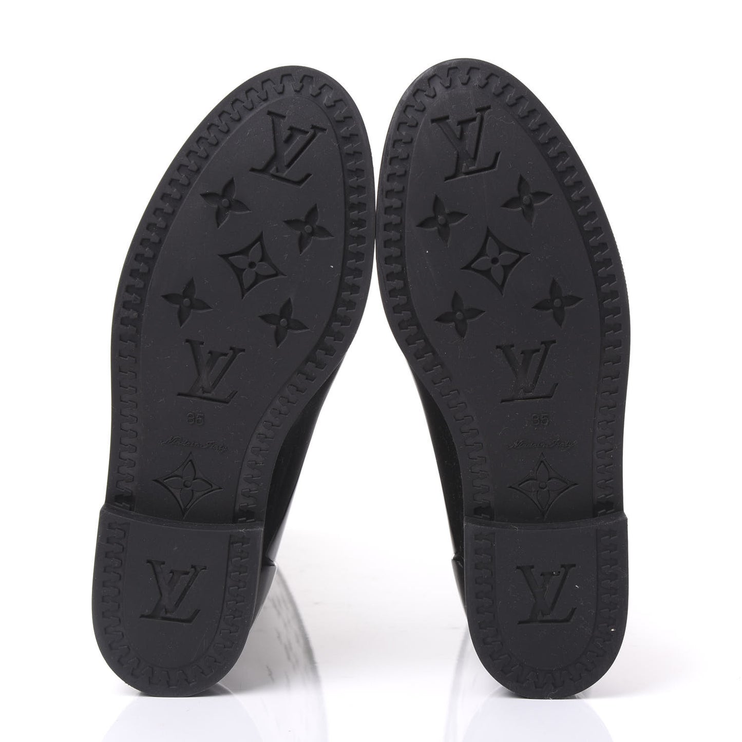 Rubber Embossed Monogram Drops High Rain Boots 35 Black