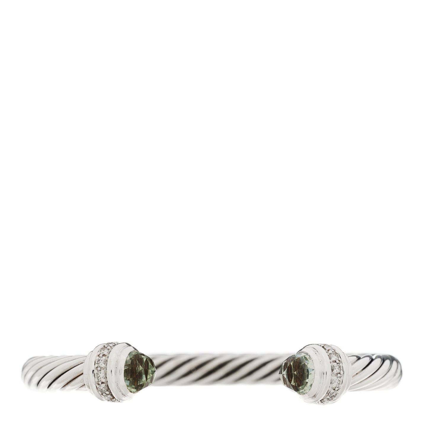 Sterling Silver Diamond Prasiolite 7mm Cable Classics Bracelet