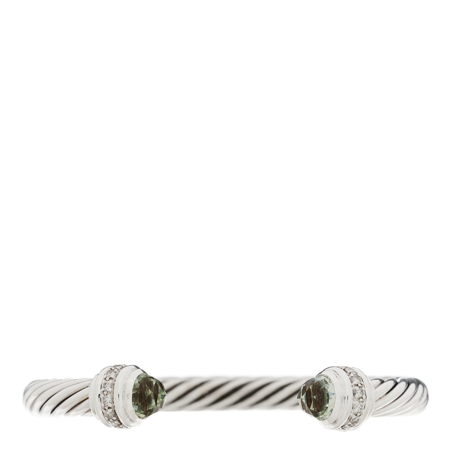 David Yurman Sterling Silver Diamond Prasiolite 7mm Cable Classics Bracelet 1 of 3