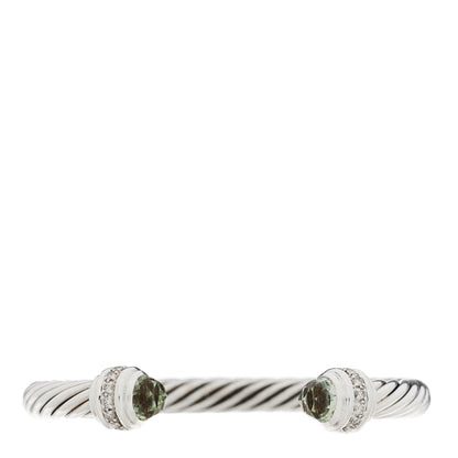 David Yurman Sterling Silver Diamond Prasiolite 7mm Cable Classics Bracelet 1 of 3