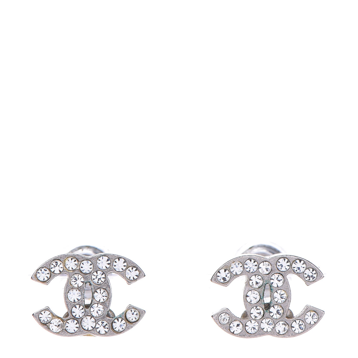 Chanel Crystal Mini CC Earrings Silver 1 of 5