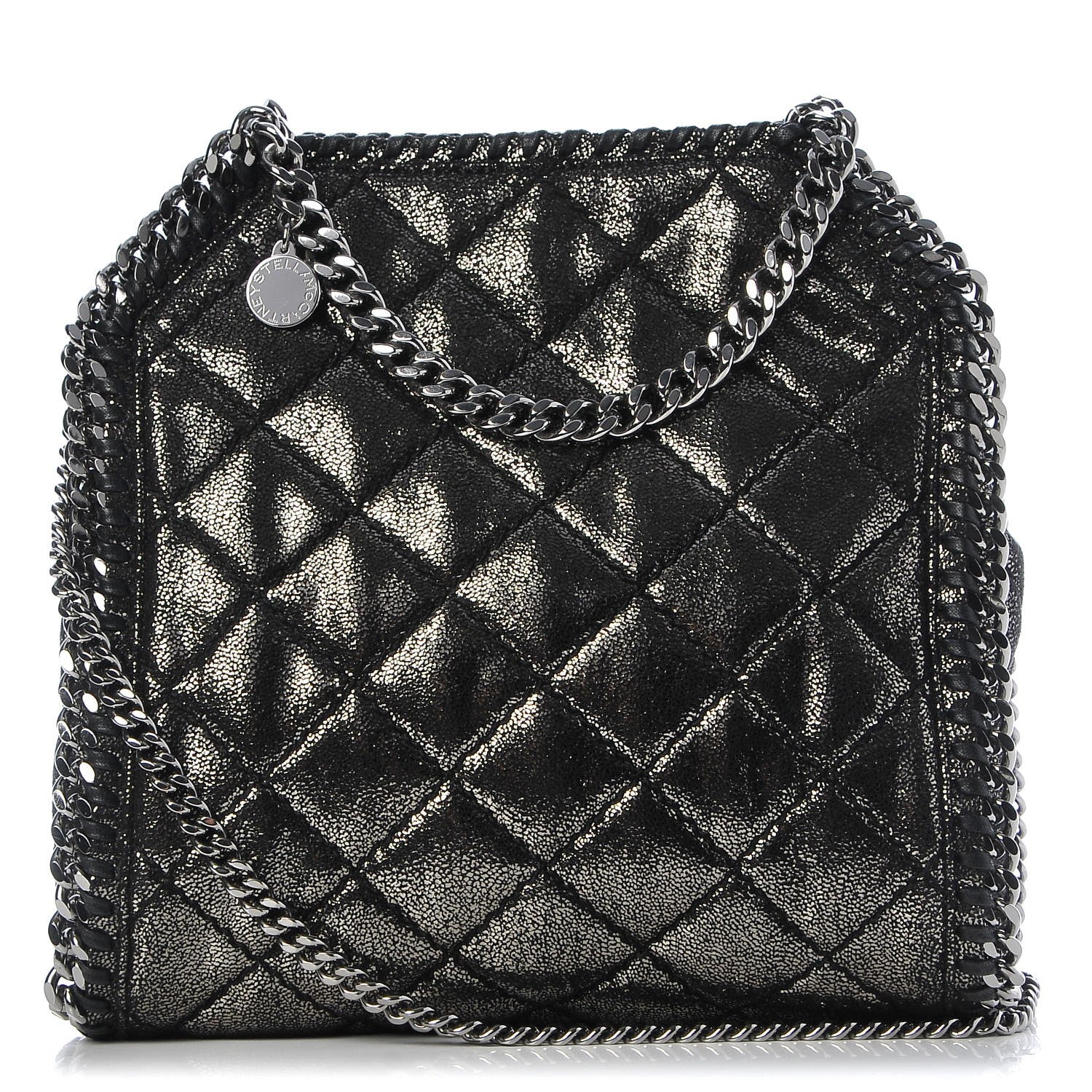 Stella McCartney Chamois Shiny Dotted Quilted Mini Falabella Tote Ruthenium 1 of 8