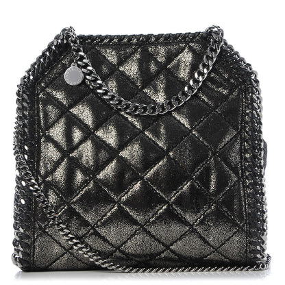 Stella McCartney Chamois Shiny Dotted Quilted Mini Falabella Tote Ruthenium 1 of 8
