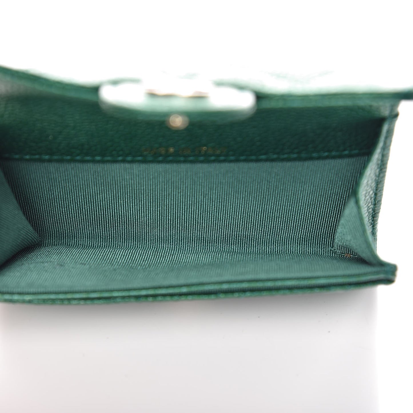 Metallic Caviar Quilted Card Holder Green