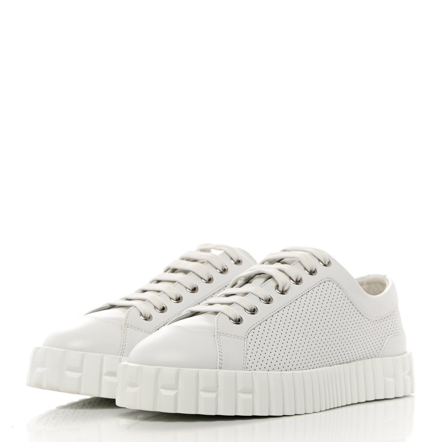 Perforated Calfskin Cross Sneakers 37.5 White