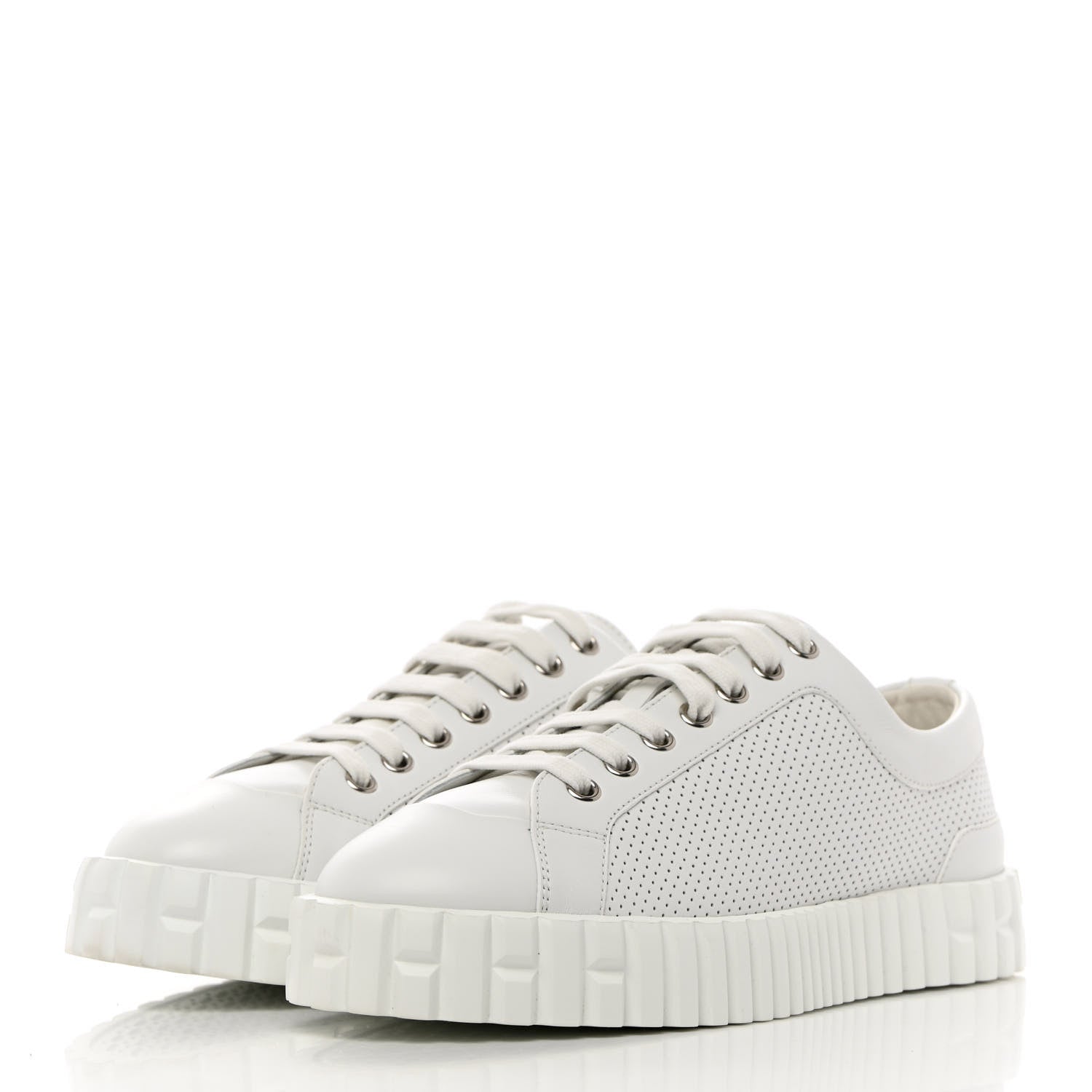 Hermes Perforated Calfskin Cross Sneakers 37.5 White 3 of 10