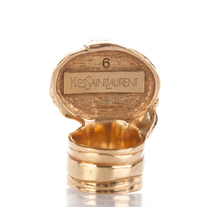 Saint Laurent Glass Cabochon Arty Ovale Ring 6 Blue Gold 3 of 3