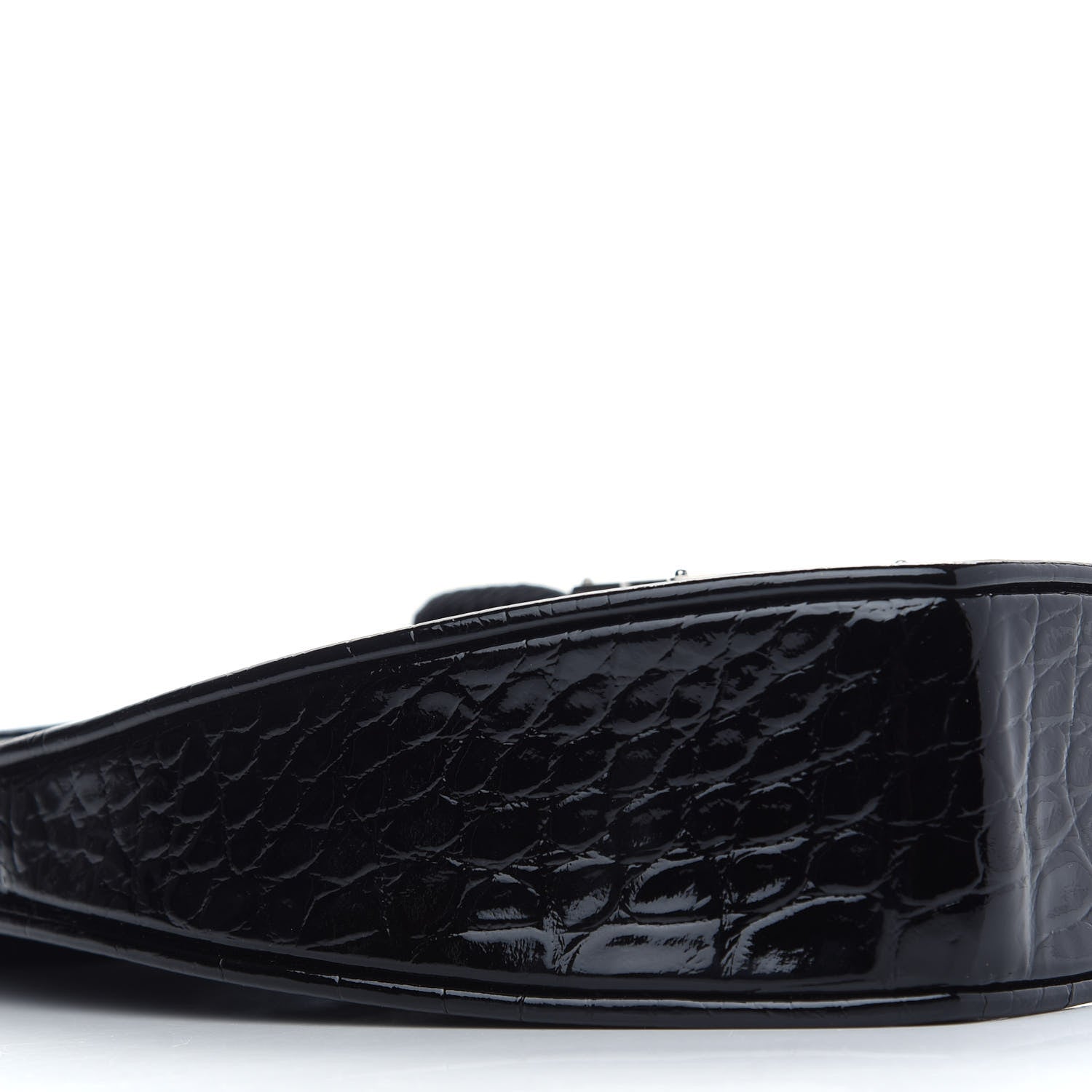 Saint Laurent Patent Crocodile Embossed Sac Coeur Heart Shaped Clutch Black 7 of 9