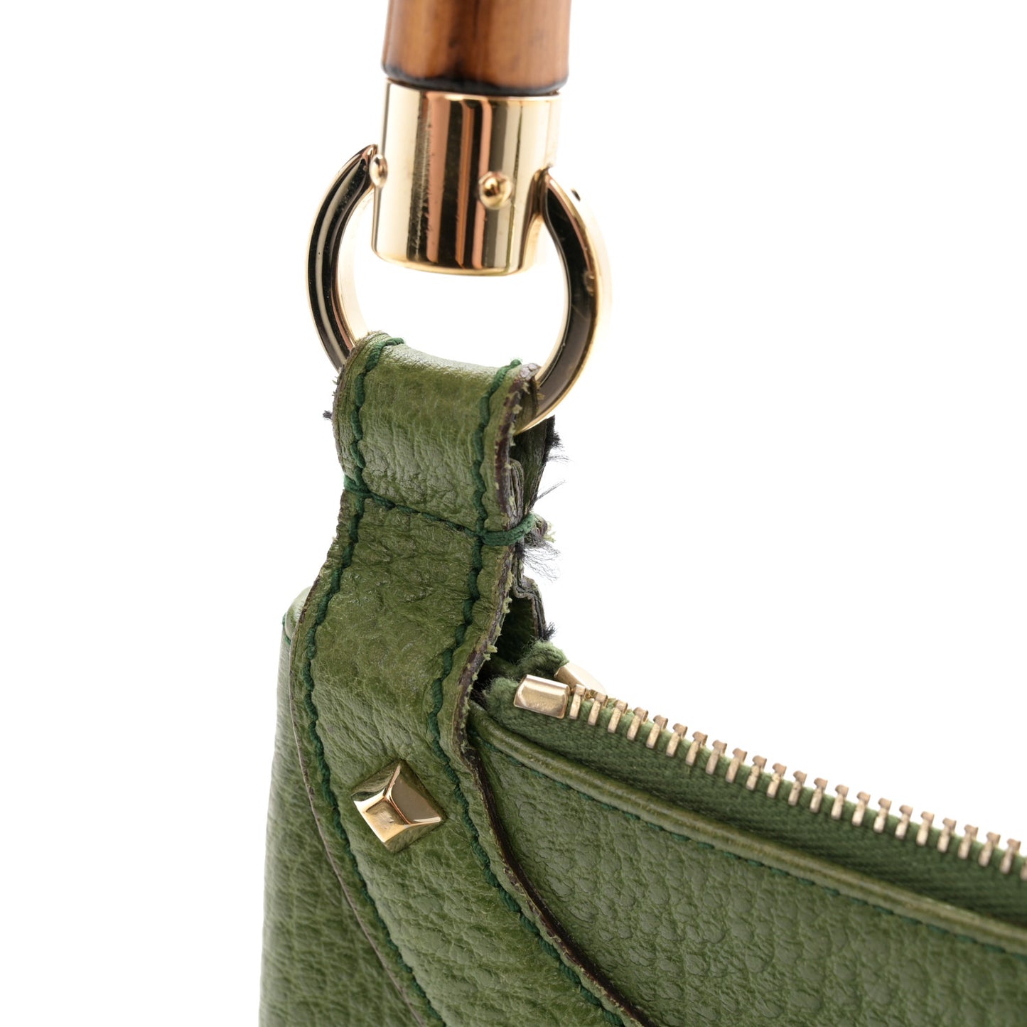 Calfskin Bamboo Anita Top Handle Bag Green