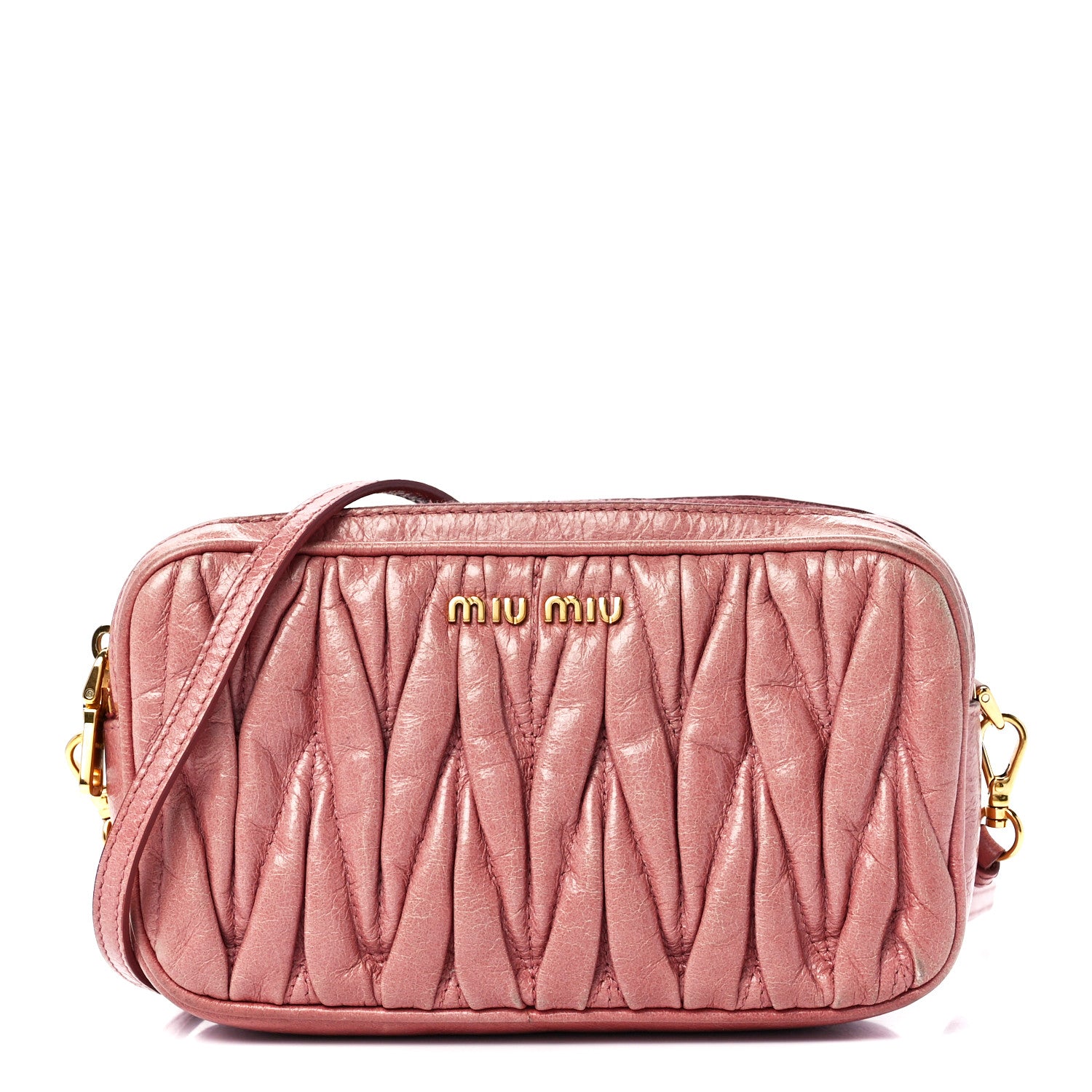 Miu Miu Vitello Lux Matelasse Double Zip Shoulder Bag Rosa 1 of 13