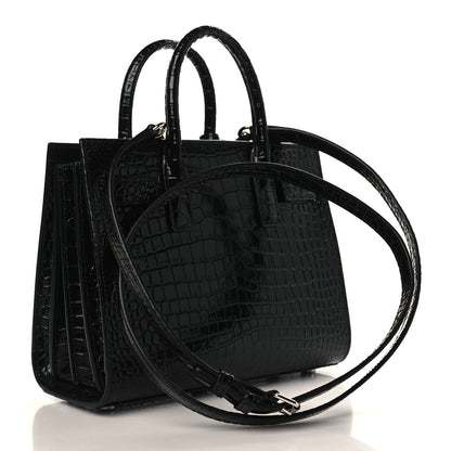 Saint Laurent Calfskin Crocodile Embossed Nano Sac De Jour Black 3 of 9