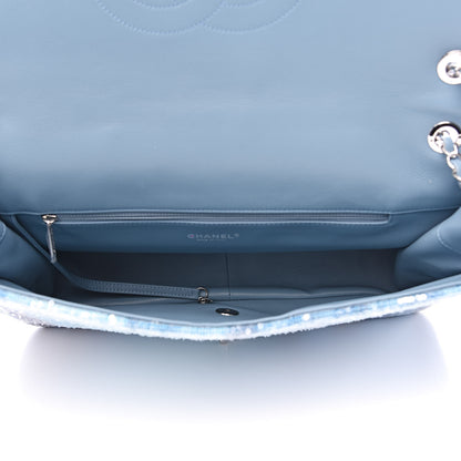 Chanel Sequin Waterfall Small XXL Travel Flap Light Blue 5 of 10