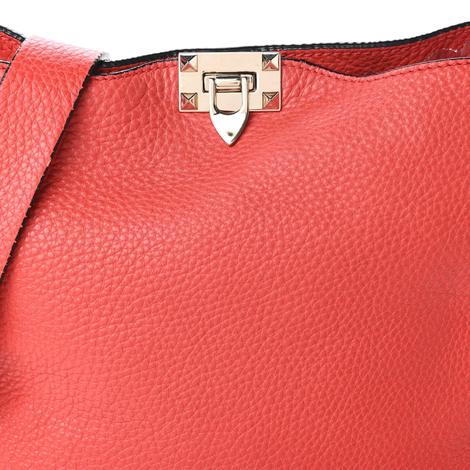 Valentino Garavani Pebbled Calfskin Small Rockstud Flip-Lock Messenger Bag Deep Coral 10 of 10