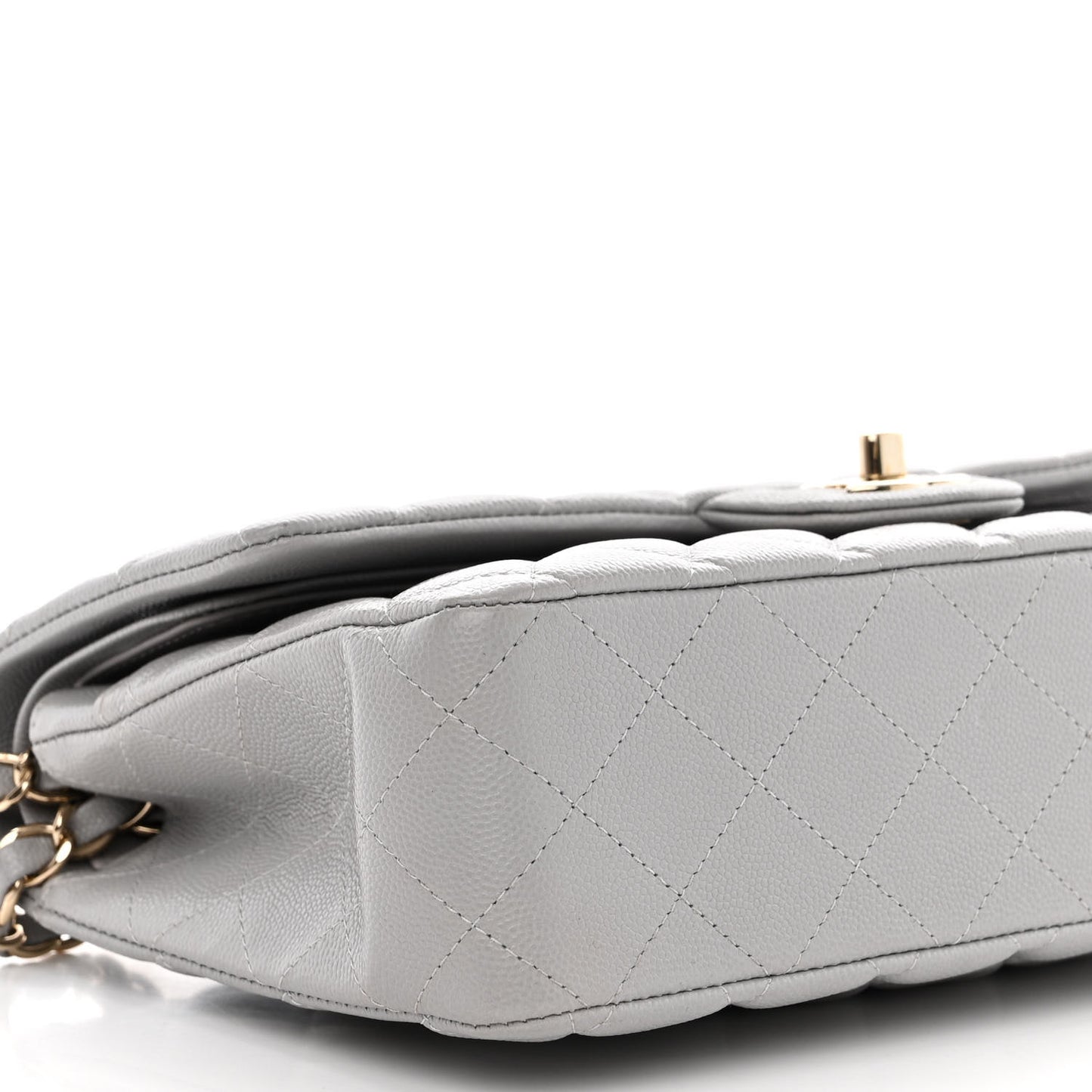 Caviar Quilted Medium Double Flap Grey