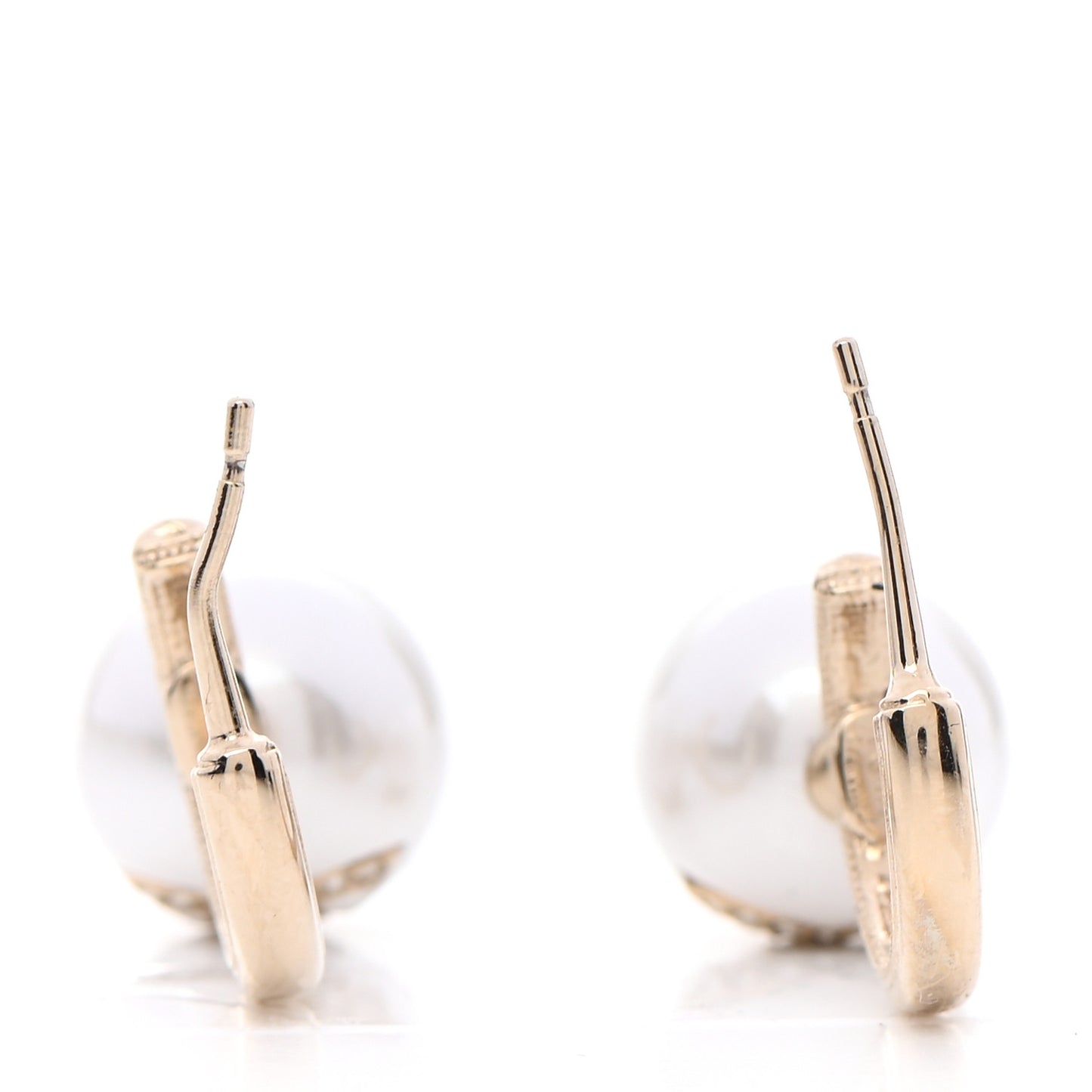 Pearl Crystal CC Drop Earrings Gold Pearly White