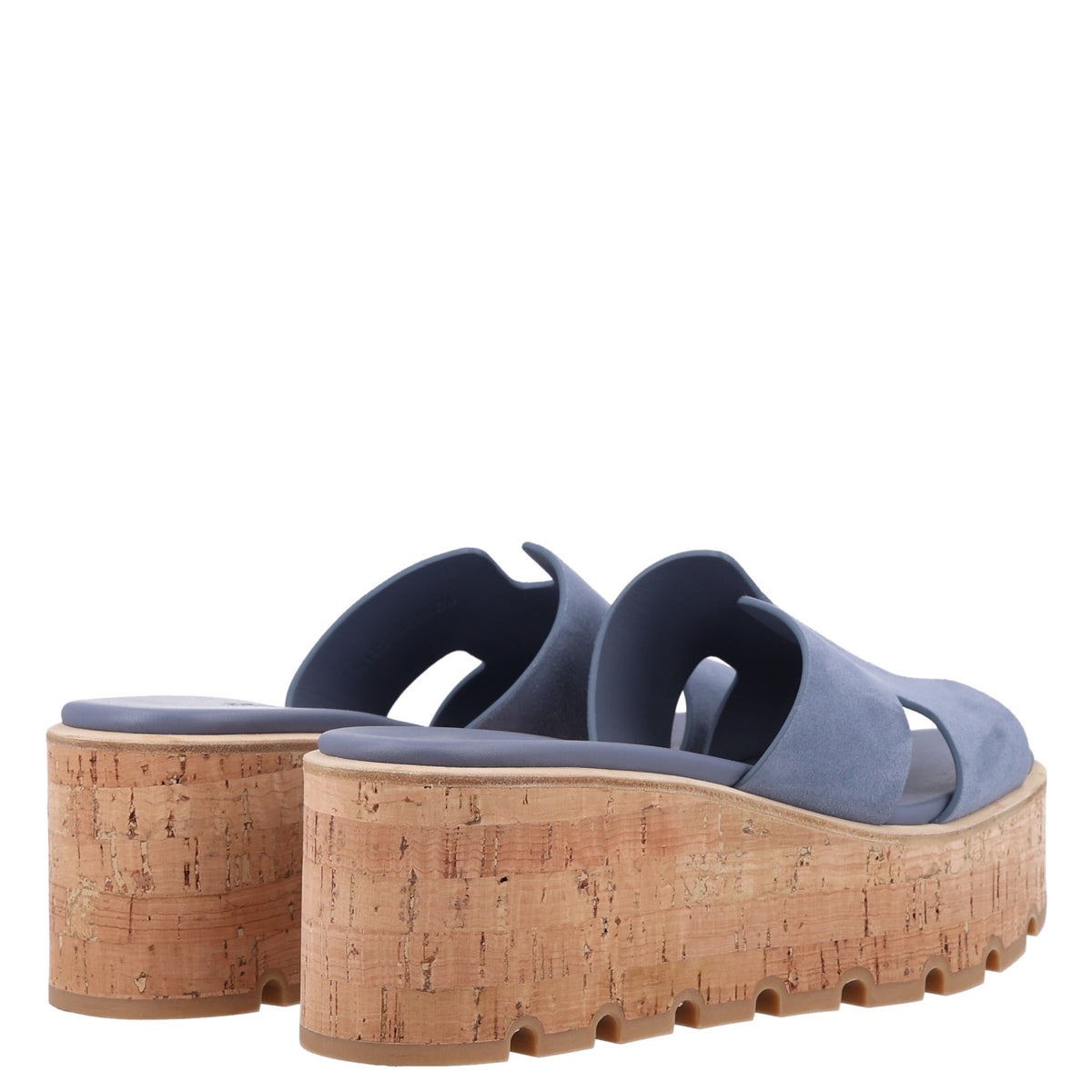 Hermes Suede Goatskin Cork Eze 30 Sandals 38 Bleu Grignon 5 of 10