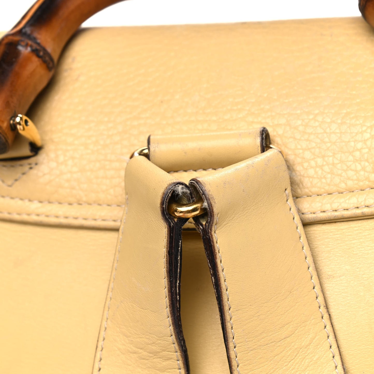 Calfskin Bamboo Medium Backpack Yellow