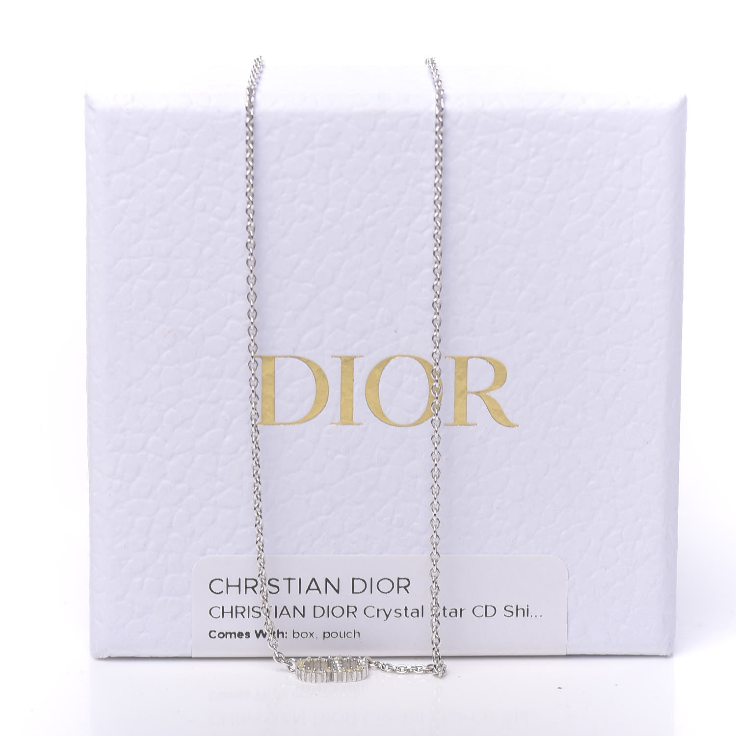 Christian Dior Metal Crystal Clair D Lune Necklace Silver 1 of 6