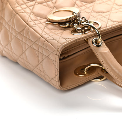 Christian Dior Lambskin Cannage Medium Lady Dior Beige 8 of 12