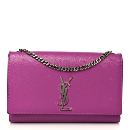 Saint Laurent Grain De Poudre Medium Monogram Kate Satchel Dark Grape 1 of 10