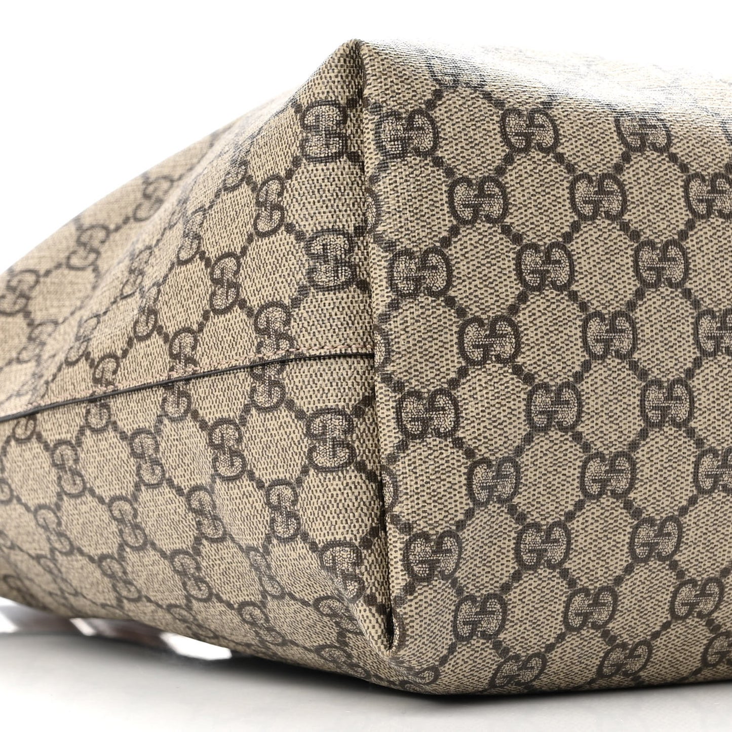 GG Supreme Monogram Textured Calfskin Web Medium Ophidia Shopping Tote Beige Ebony New Acero