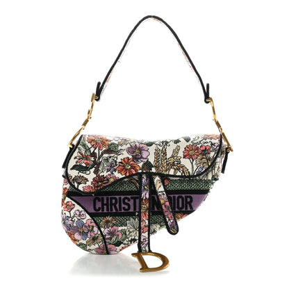 Christian Dior Canvas Embroidered 4 Saisons Été Saddle Bag White Multicolor 1 of 11