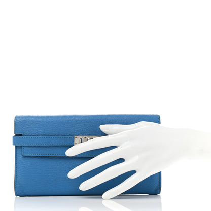 Hermes Chevre Mysore Kelly Longue Wallet Bleu Zanzibar 2 of 15