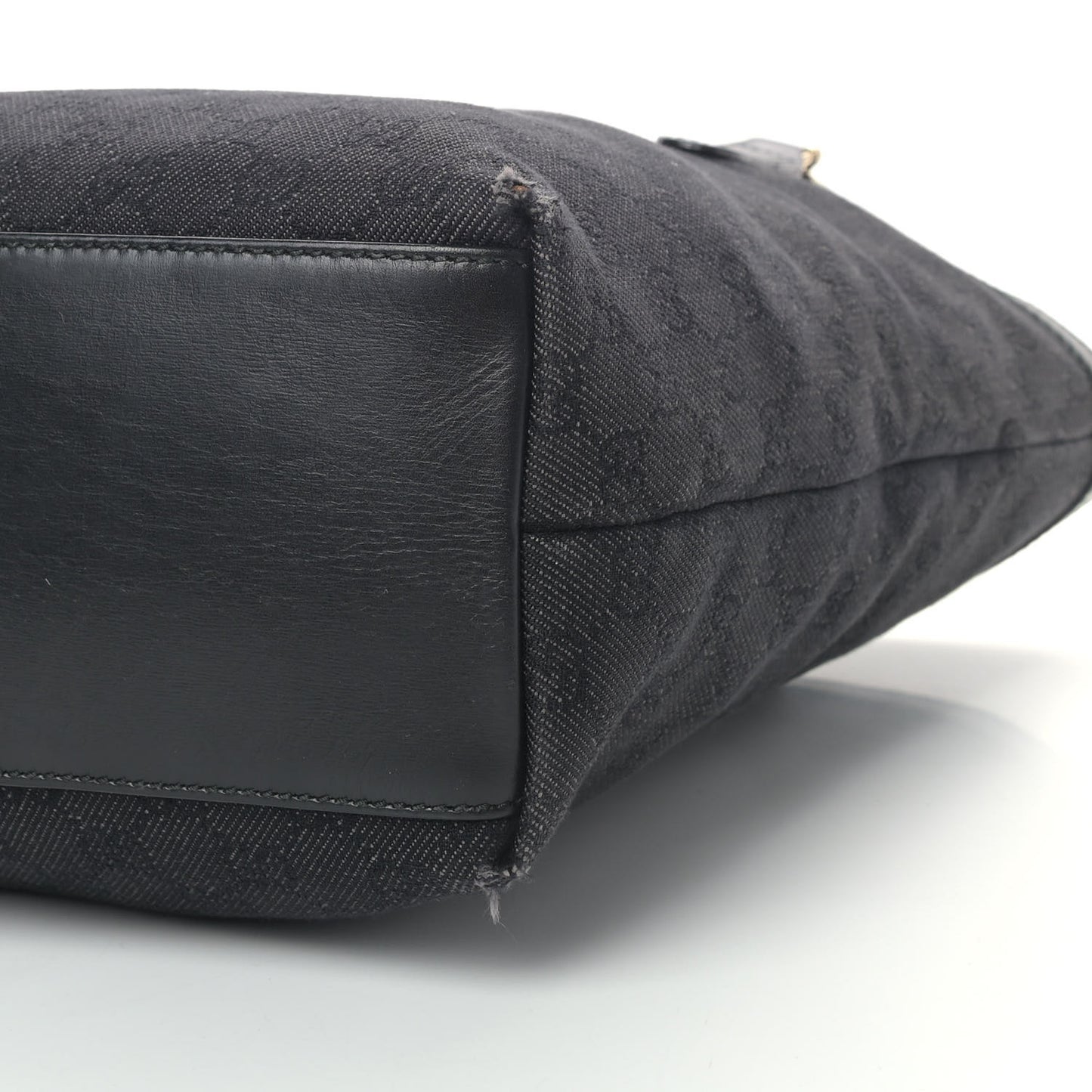 Denim Monogram Chain Bucket Tote Black