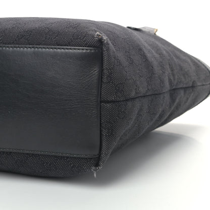 Gucci Denim Monogram Chain Bucket Tote Black 9 of 10