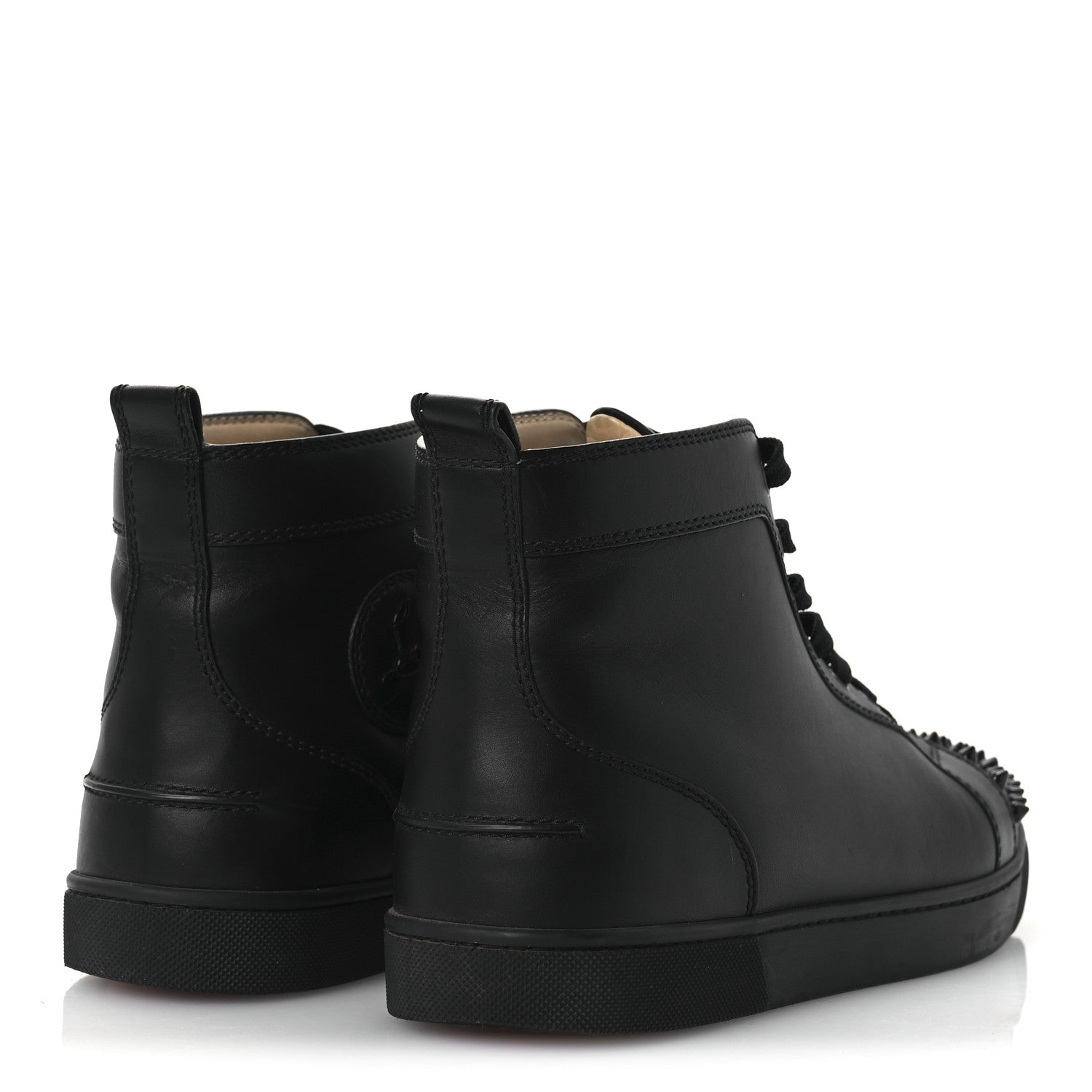 Christian Louboutin Calfskin Mens Lou Spikes High Top Sneakers 43 Black 5 of 12