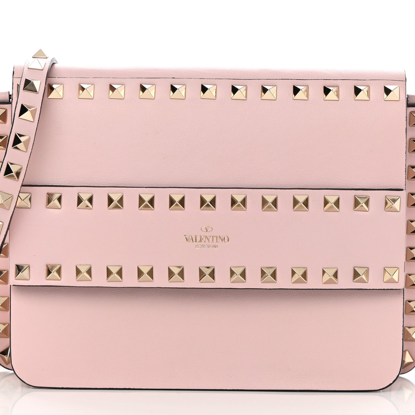 Vitello Rockstud Side Slip Crossbody Pink