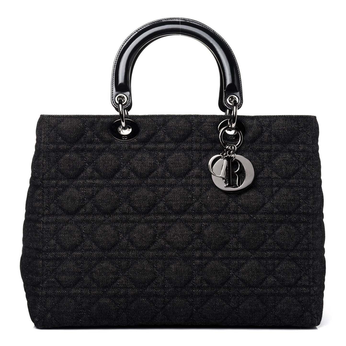 Denim Cannage Large Lady Dior Black