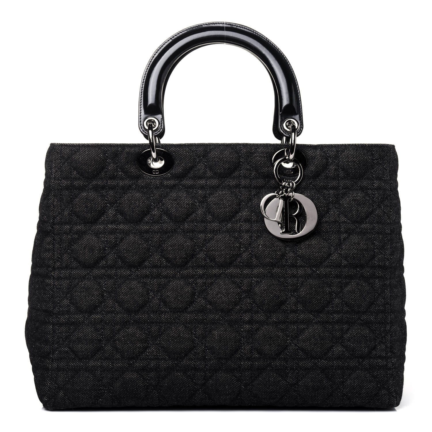 Christian Dior Denim Cannage Large Lady Dior Black 1 of 17