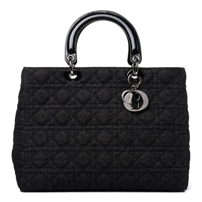 Christian Dior Denim Cannage Large Lady Dior Black 1 of 17