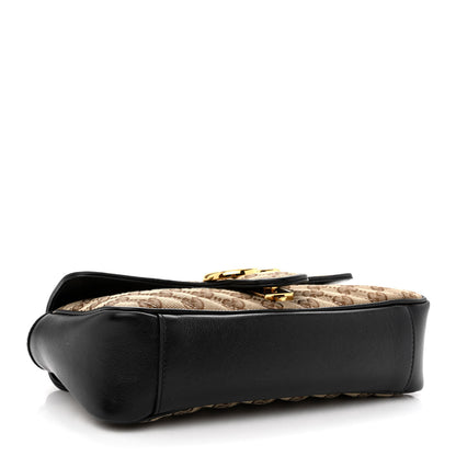 Gucci Monogram Matelasse Diagonal Small GG Marmont Shoulder Bag Beige Black 4 of 10