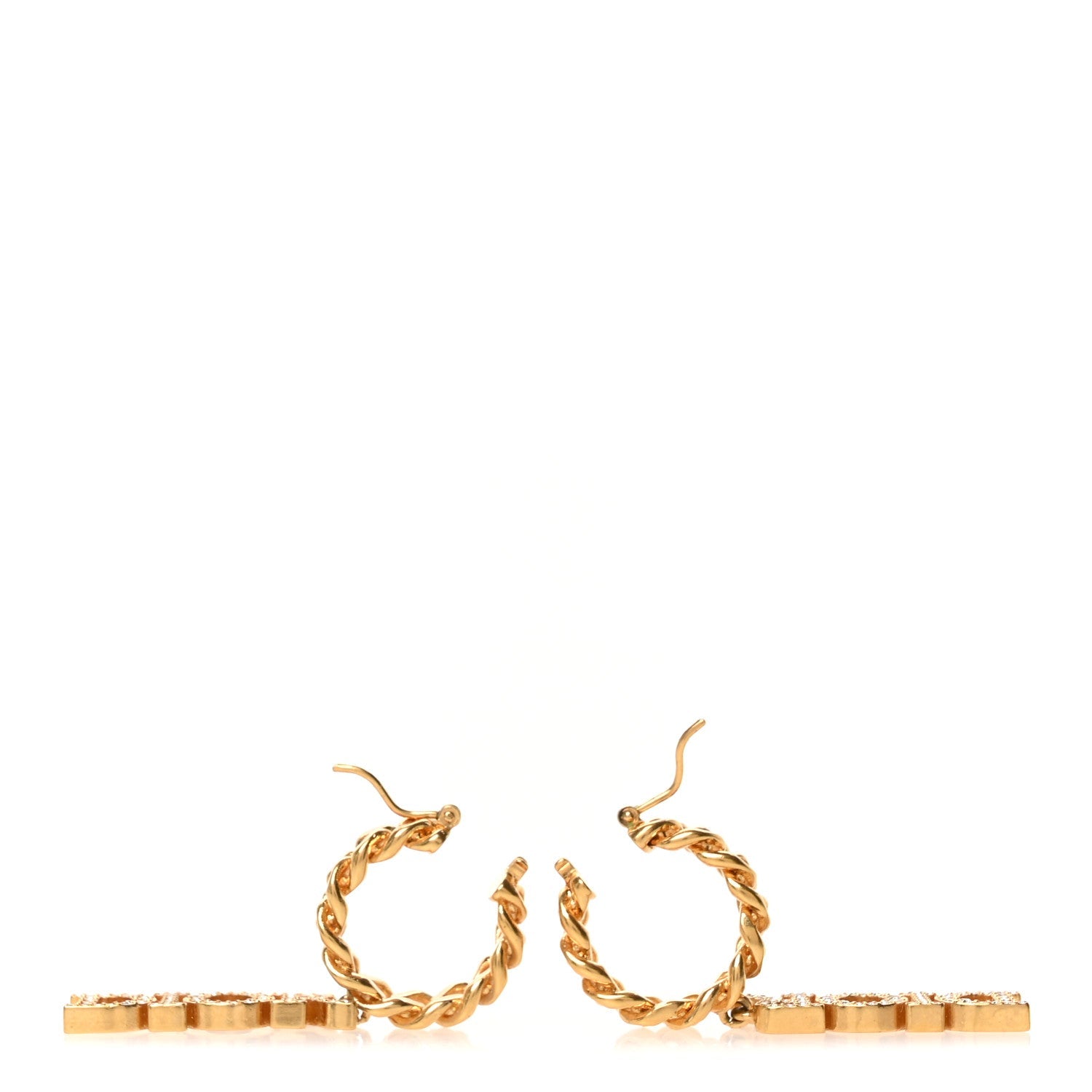 Christian Dior Crystal Dio(r)evolution Logo Hoop Drop Earrings Gold 3 of 4