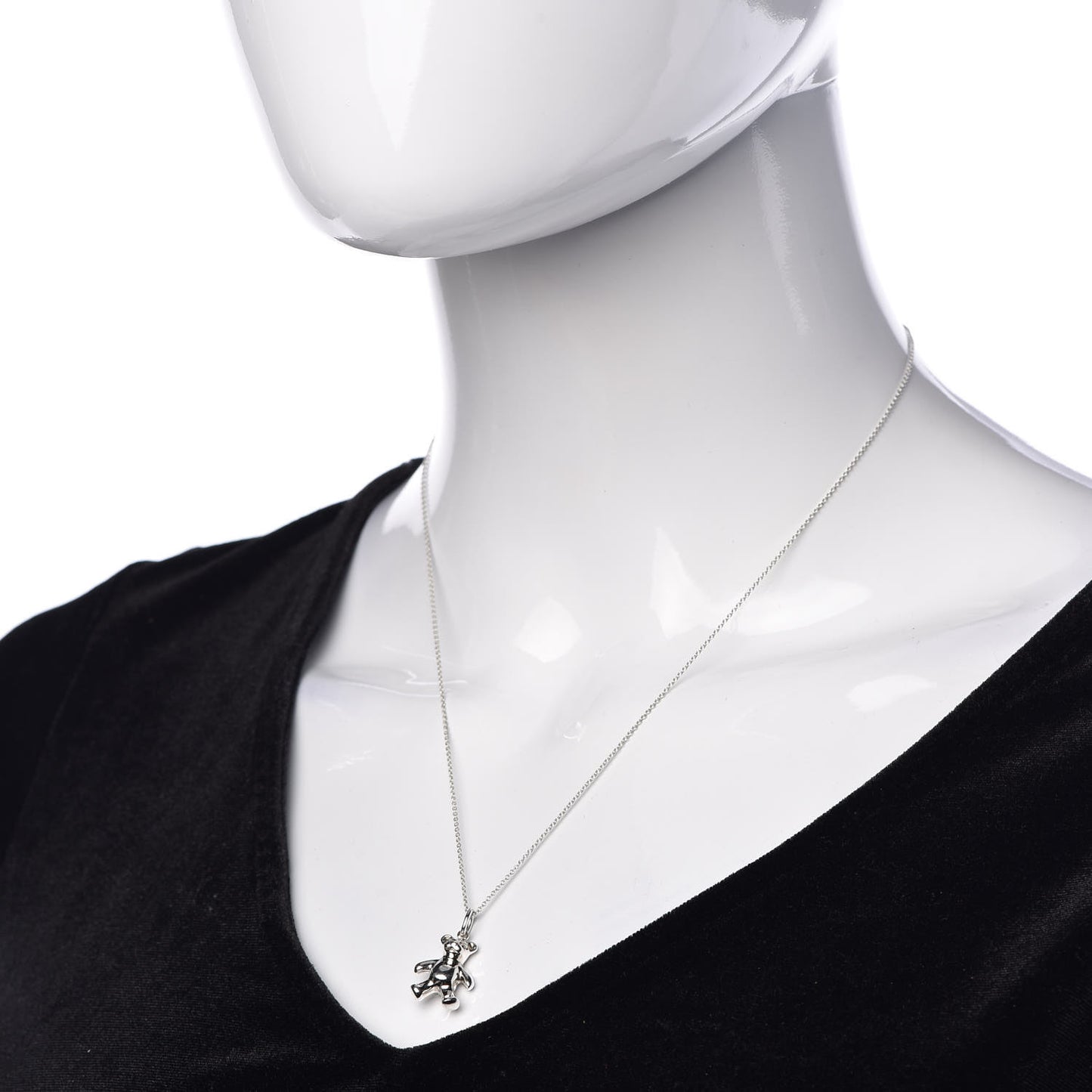 Sterling Silver Teddy Bear Charm Pendant Necklace