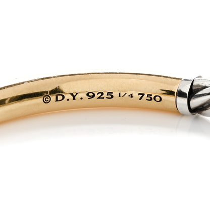 David Yurman 18K Yellow Gold Sterling Silver 6mm Sculpted Cable Bracelet 4 of 4