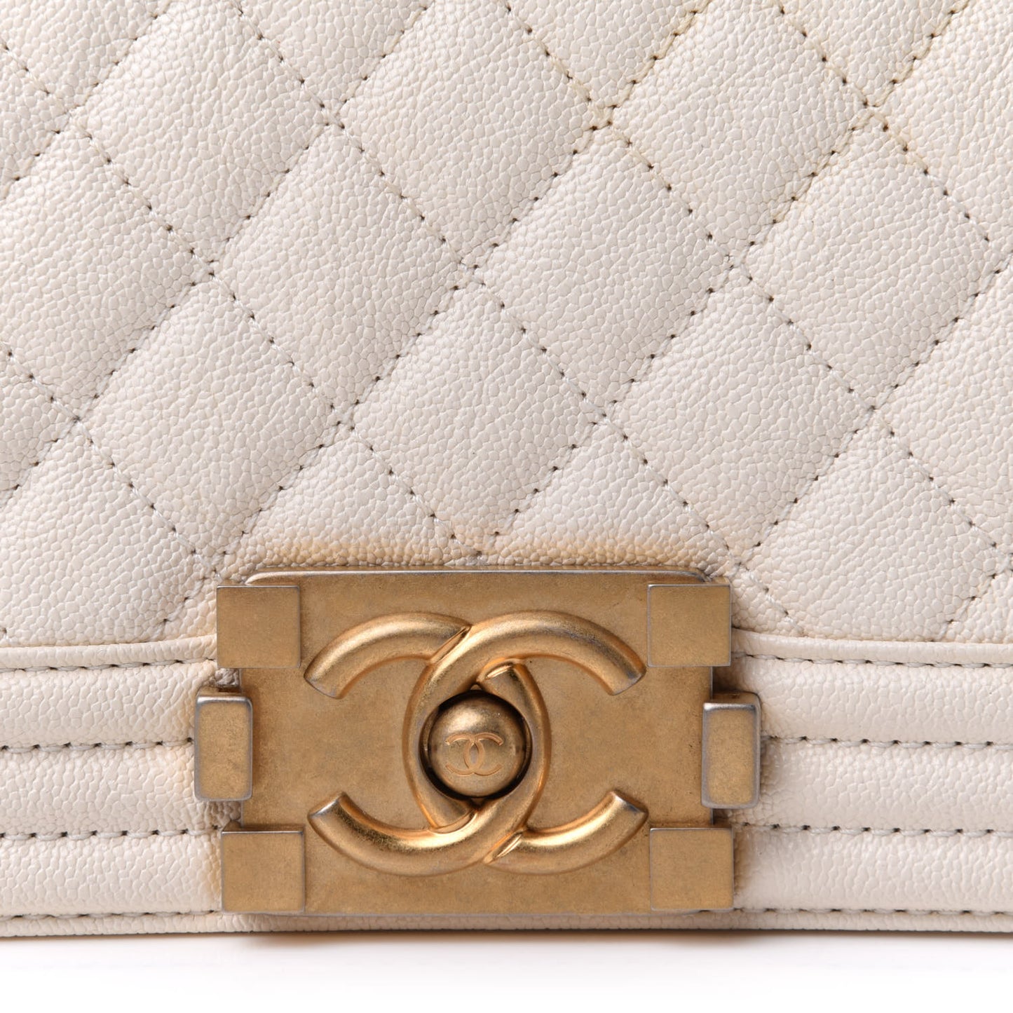 Caviar Quilted Small Boy Flap White